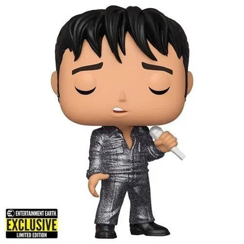 Funko Pop! Elvis Presley 1968 Comeback Special Diamond Glitter Entertainment Earth Exclusive - collectorzown