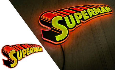 PRE - ORDER: Brandlite Vintage Superman LED Logo Light (Small) Wall Light - collectorzown