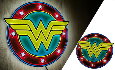 PRE - ORDER: Brandlite Vintage Wonder Woman LED Logo Light (Circular) Wall Light - collectorzown