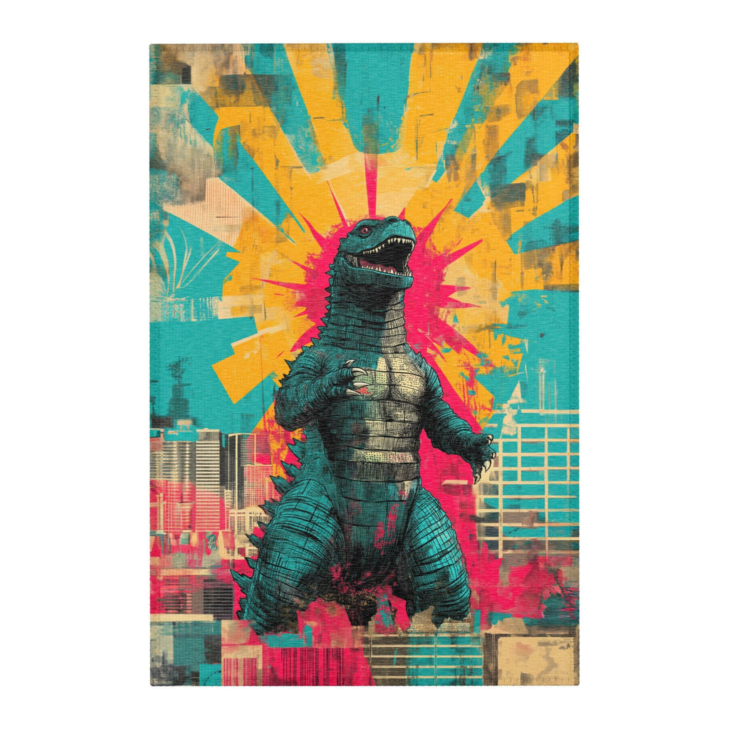 Retro Godzilla Area Rug – Japanese Kaiju Monster Decor for Living Room