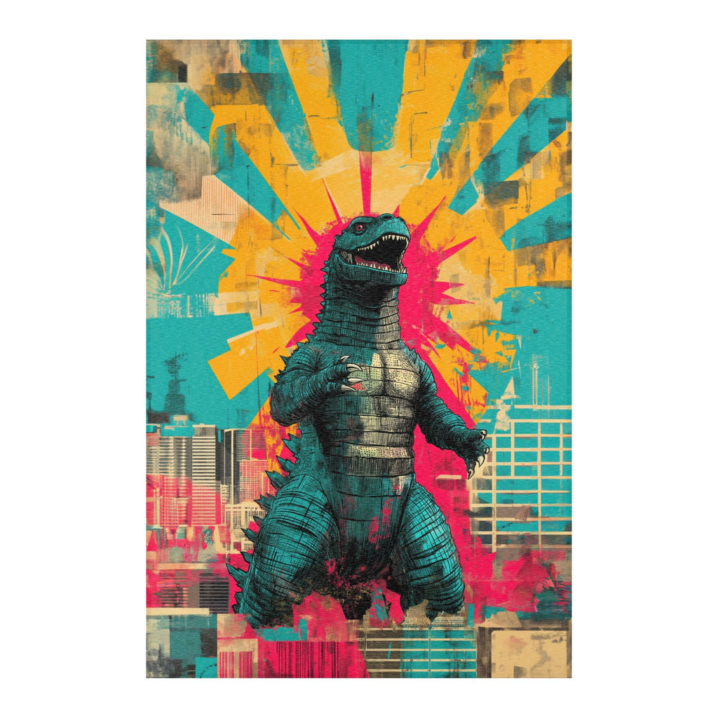 Retro Godzilla Area Rug – Japanese Kaiju Monster Decor for Living Room