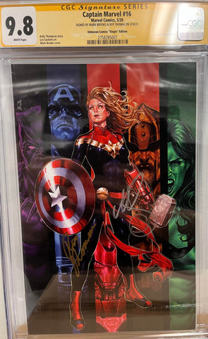 CGC 9.8 Signature Series Captain Marvel #16 Signed by Mark Brooks & Roy Thomas Unknown Comics Virgin Edition - collectorzown