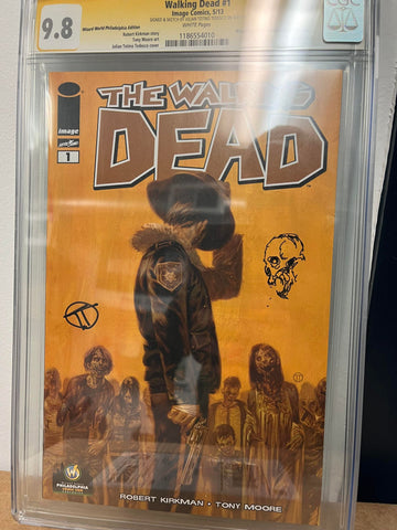 CGC 9.8 Signature Series The Walking Dead #1 Signed & Sketch by Julian Totino Tedesco Wizard World Philadelphia Edition - collectorzown