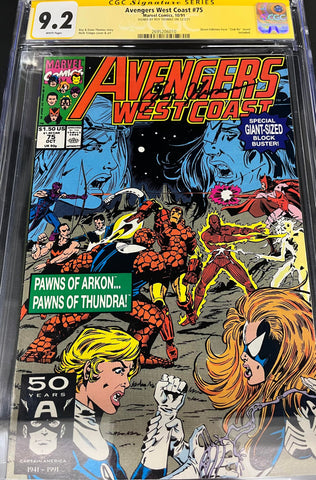 CGC Signature Series 9.2 Avengers West Coast #75 Signed by Roy Thomas (1991) - collectorzown