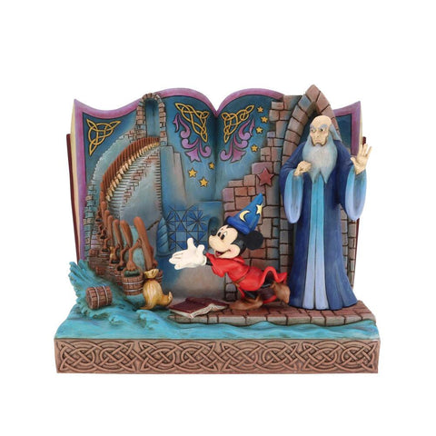 Enesco Disney Traditions Sorcerer Mickey Story Book Statue - collectorzown
