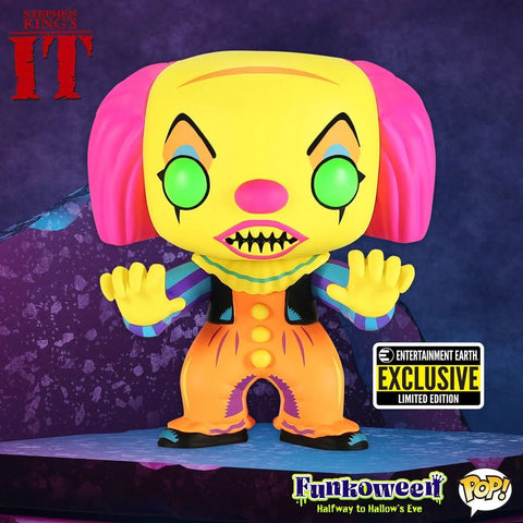 Funko Pop! Movies: IT Pennywise Black Light #55 Entertainment Earth Exclusive - collectorzown