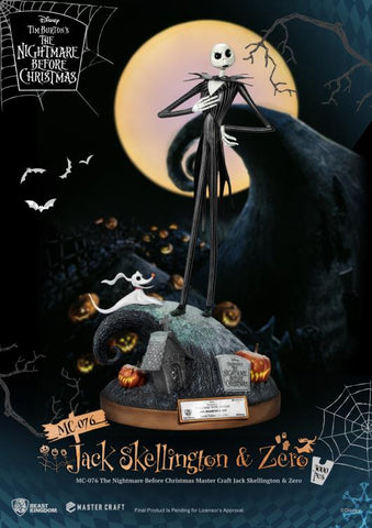 PRE-ORDER: Beast Kingdom The Nightmare Before Christmas Jack Skellington and Zero MC-076 Master Craft Limited Edition Statue - collectorzown