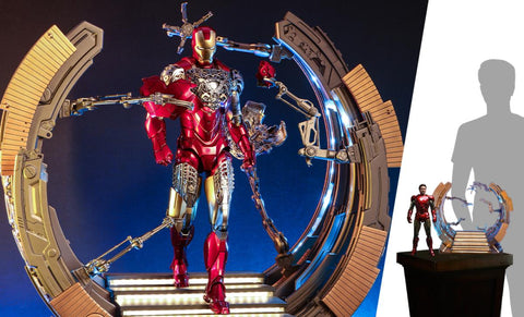 PRE-ORDER: Hot Toys Marvel Studios The Avengers: Iron Man Mark VI (2.0) with Suit-Up Gantry - collectorzown